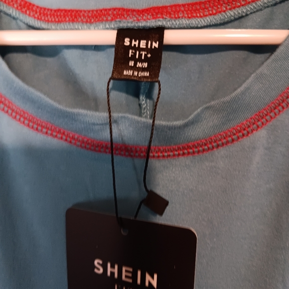 Shein Fit Red Trim Peplum Top 24/26w - Picture 3 of 6